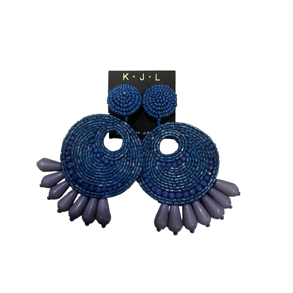 NWT Kenneth Jay Lane‎ Jet set Blue Gypsy earrings